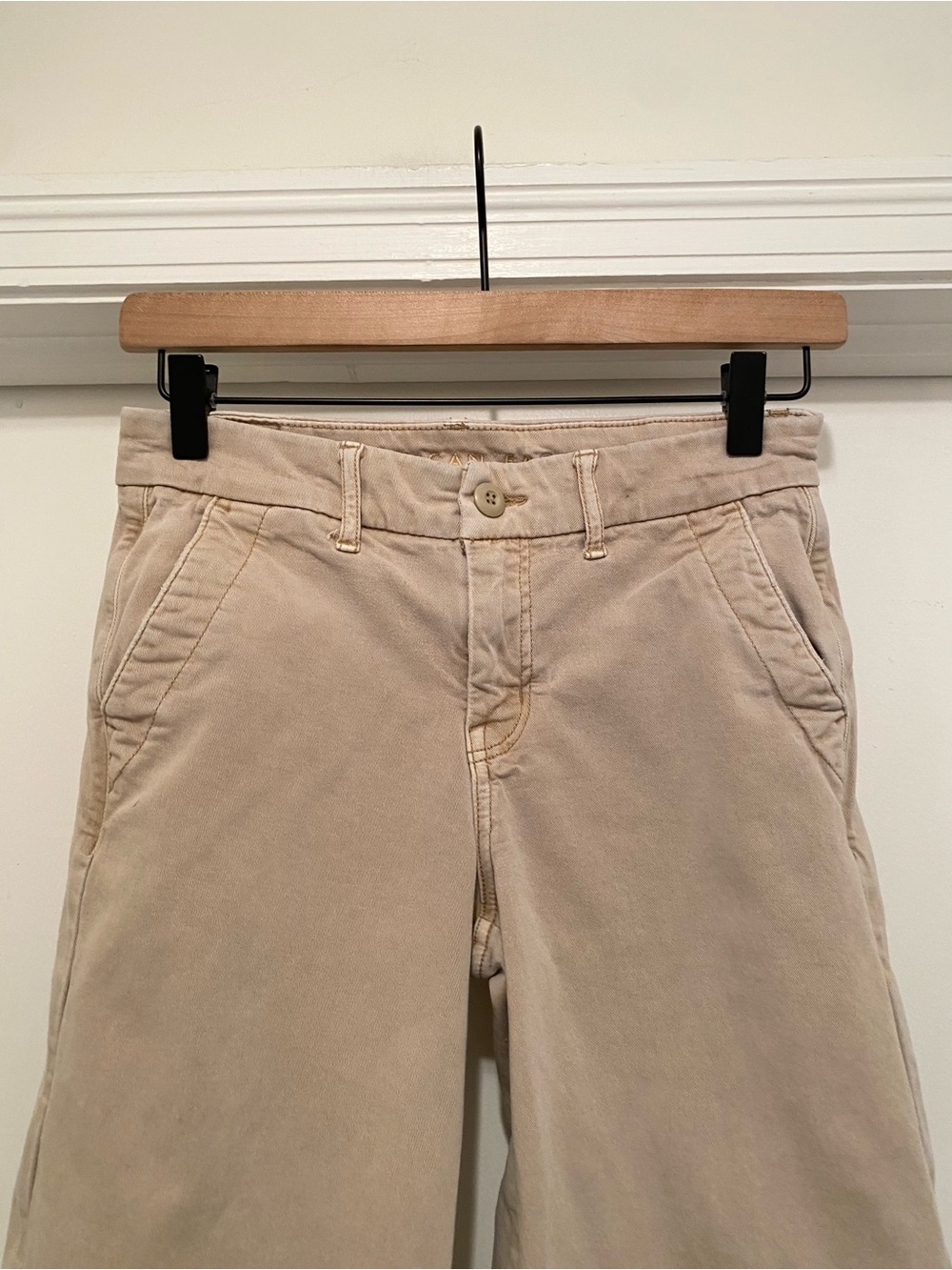 American Eagle Skater Trouser Wide Leg Pants women’s size 00 Short Khaki baggy - Picture 4 of 9